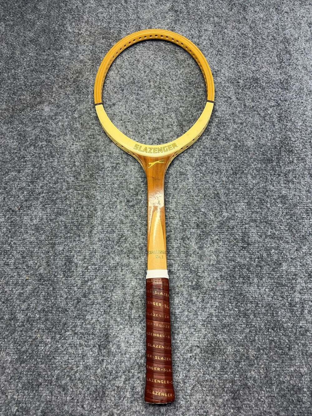 Slazenger Challenge No.1 Vintage Wooden Tennis Racket Made in England Grip 4 5/8